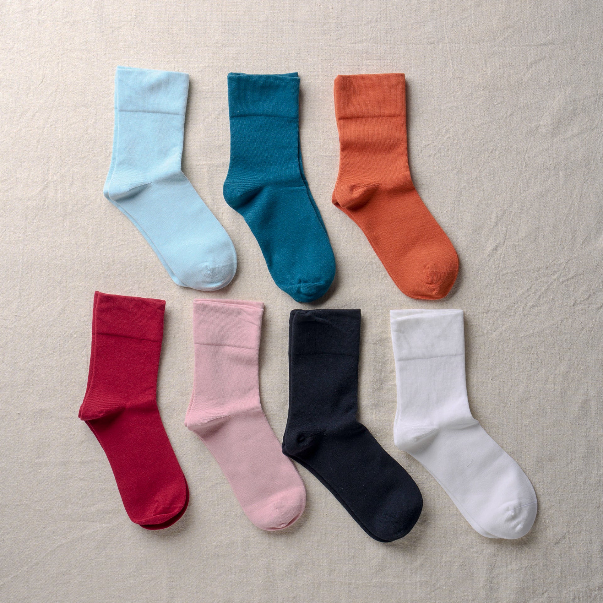 4-1000｜Organic Cotton Rubber Free Plain Socks