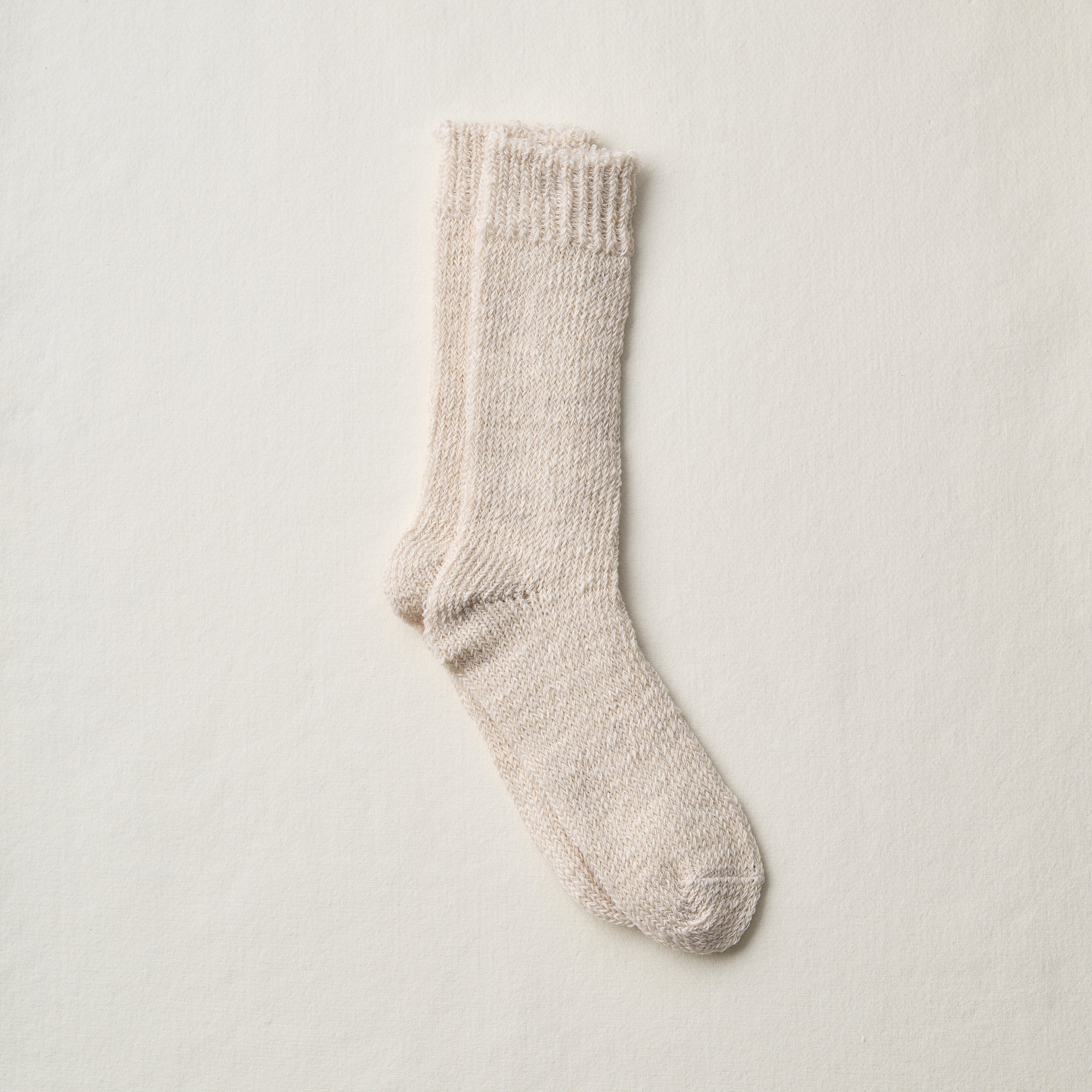 4-2002｜Organic Cotton Linen Low Gauge Plain Socks