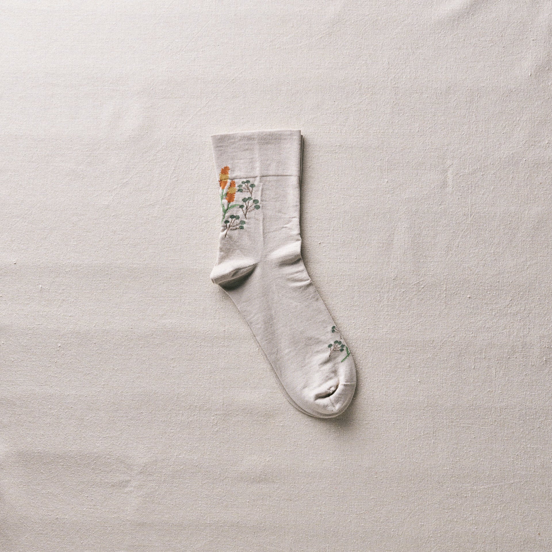 4-4014｜Organic Cotton Rubber Free Flower Socks