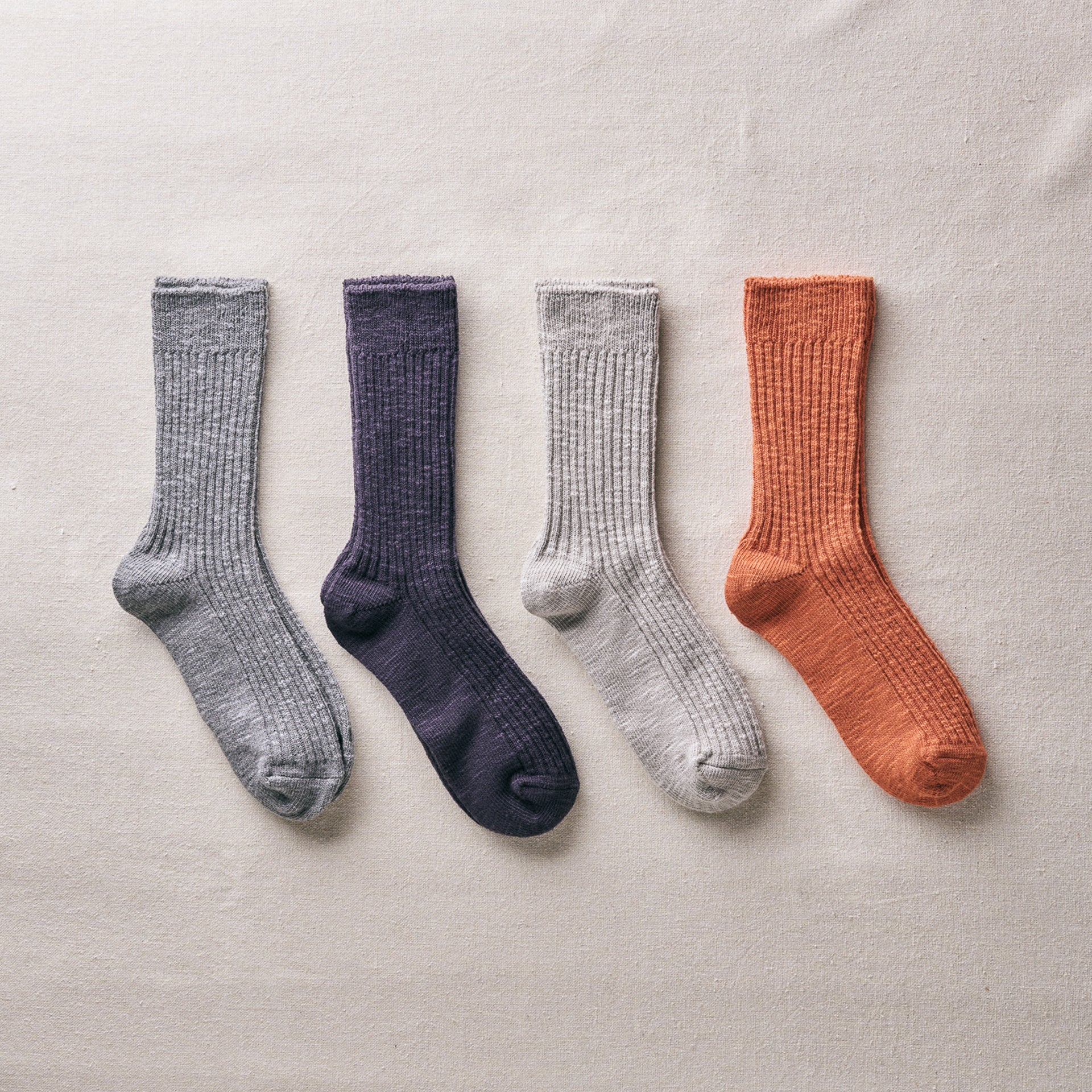 4-4016｜Organic Cotton Slab Ribbed Socks