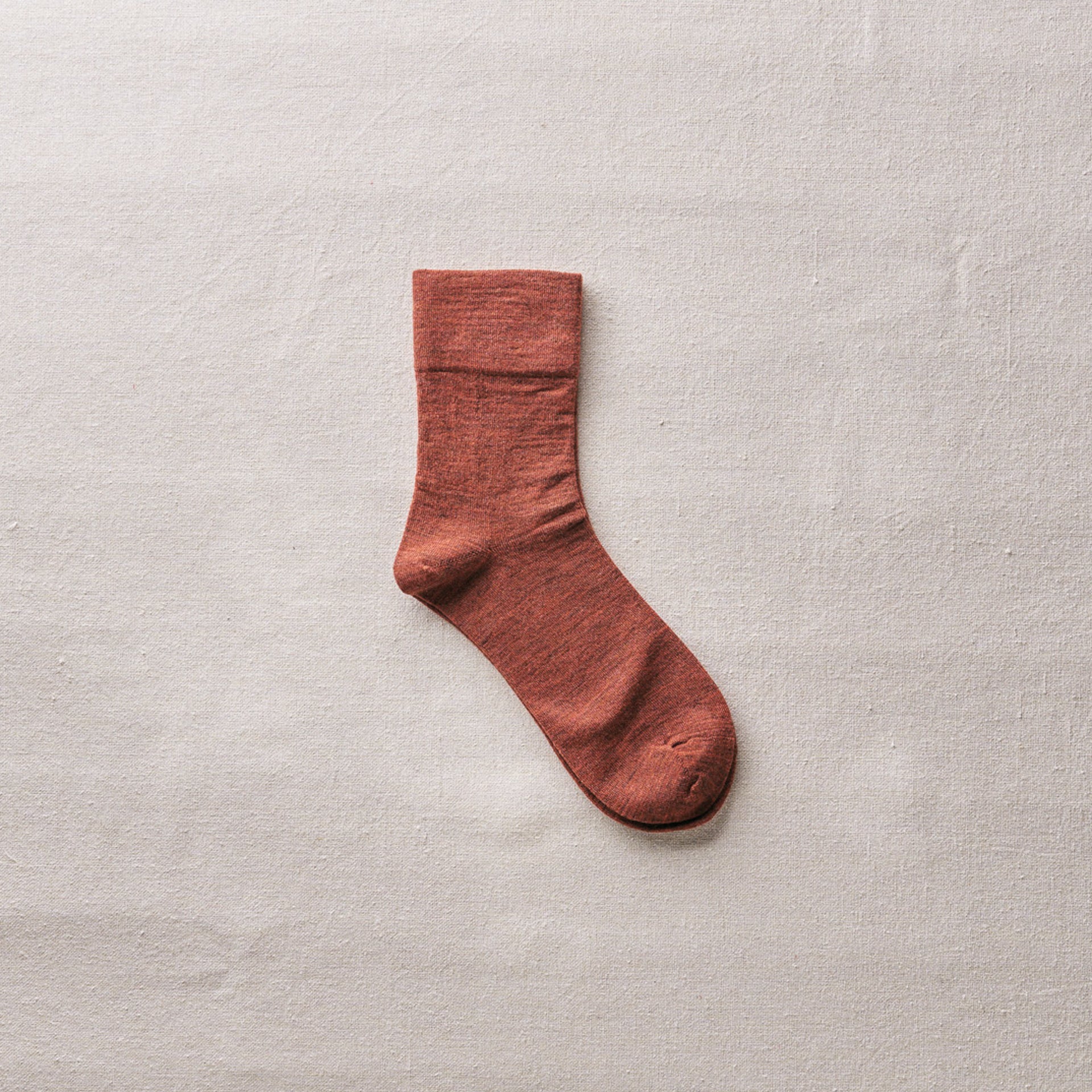 4-4019｜Wool Rubber Free Plain Socks
