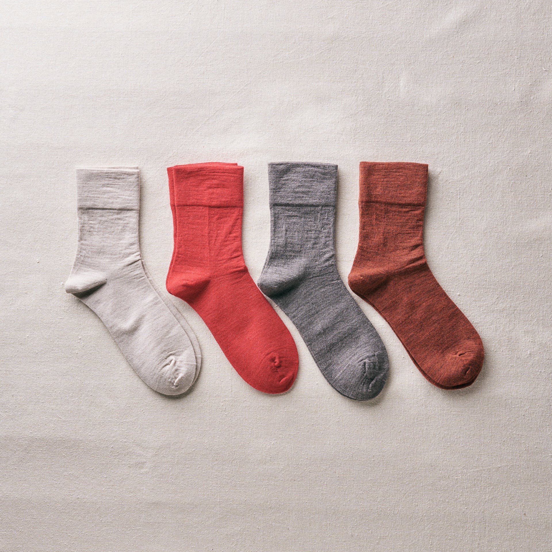 4-4019｜Wool Rubber Free Plain Socks