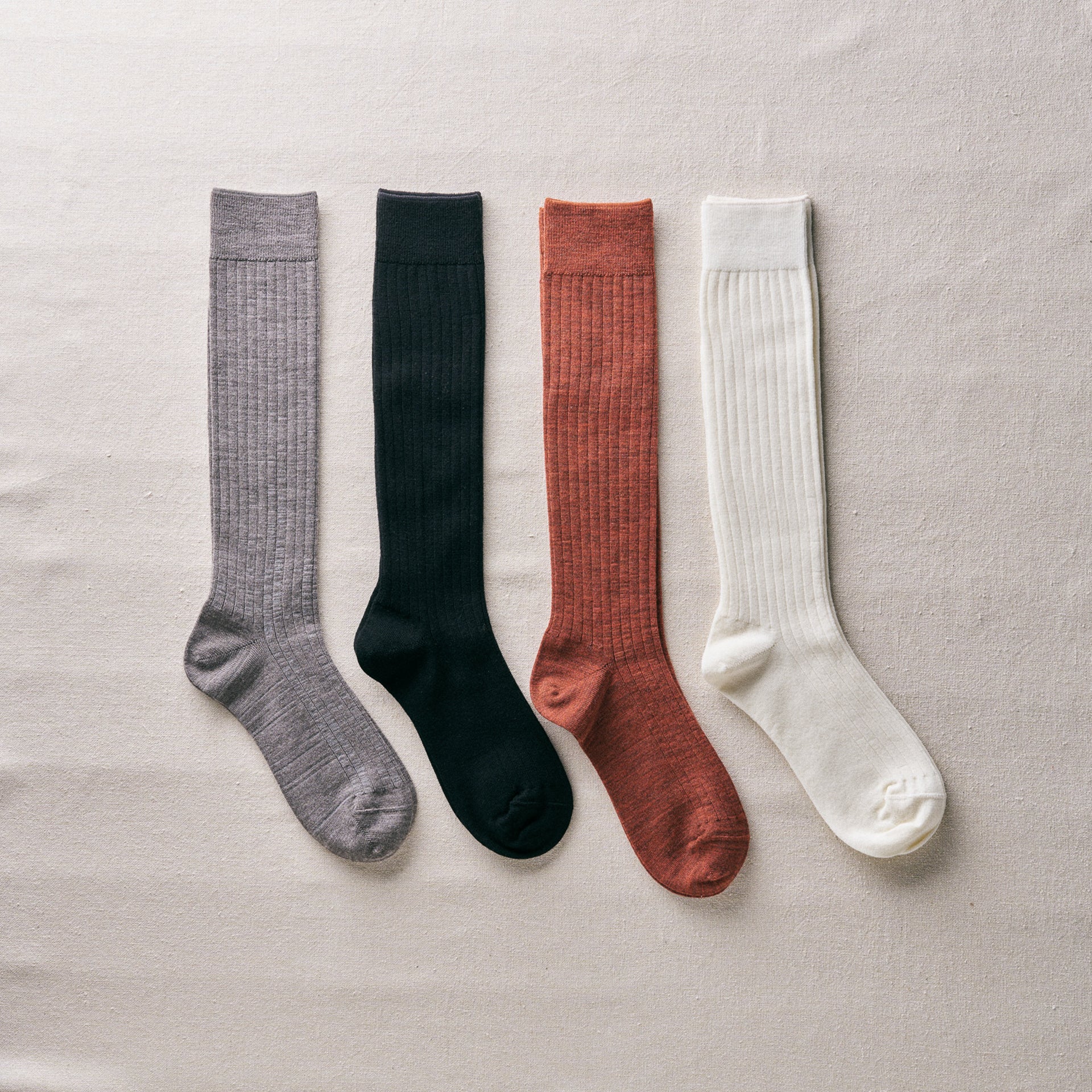 4-4020｜Wool Ribbed Knee Socks