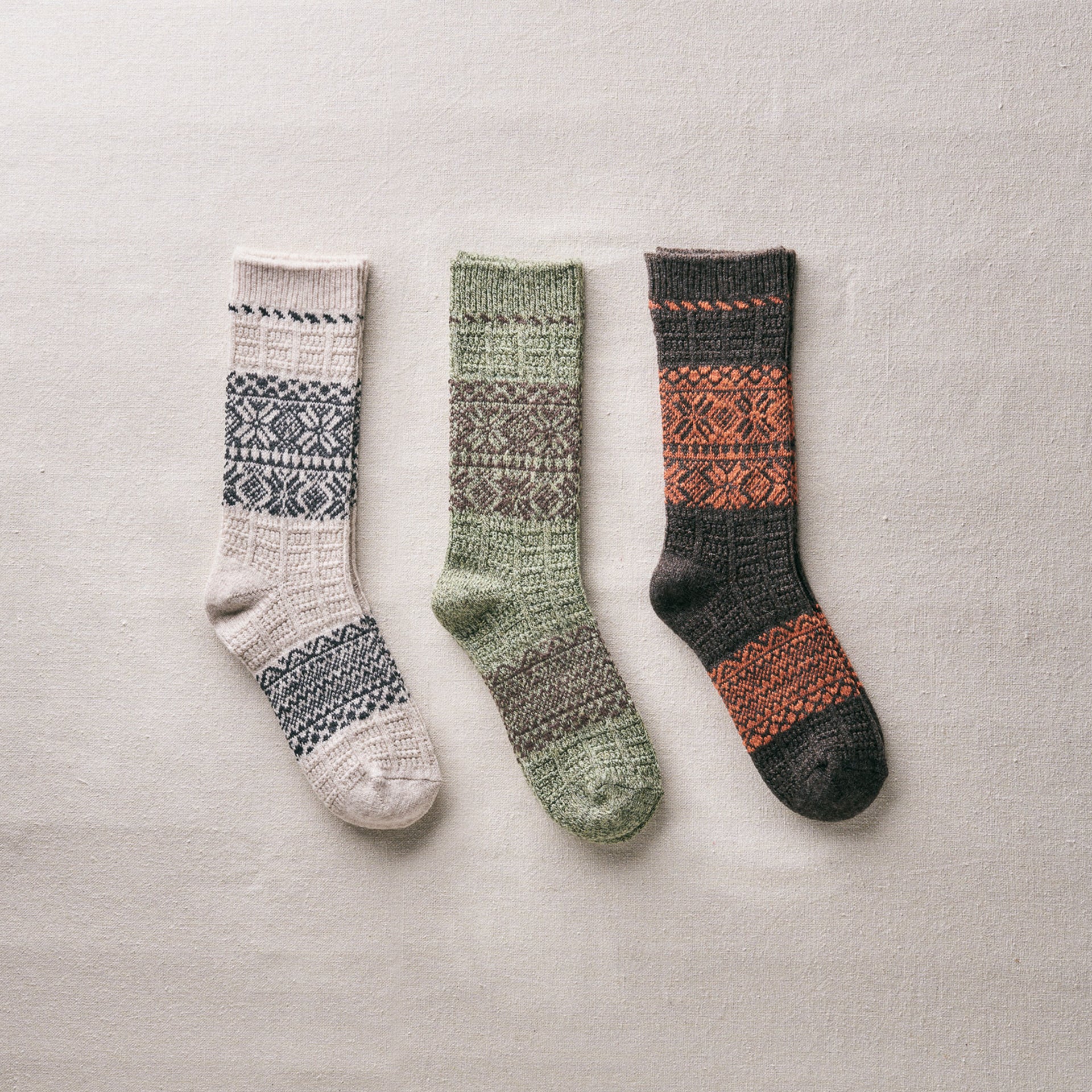 4-4028｜Wool Organic Cotton Snow Pattern Socks