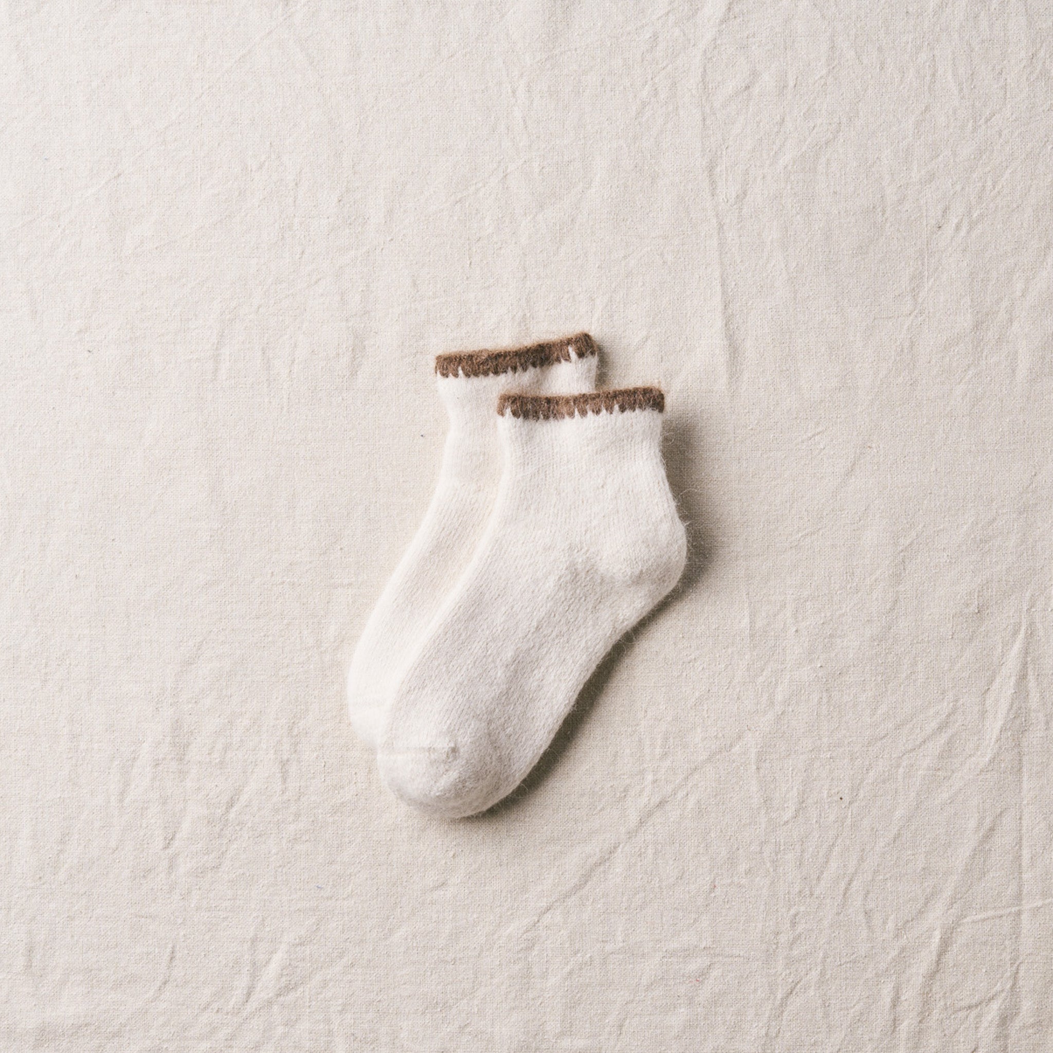 7-5011｜Alpaca Organic Cotton Garland Stitch Pile Socks