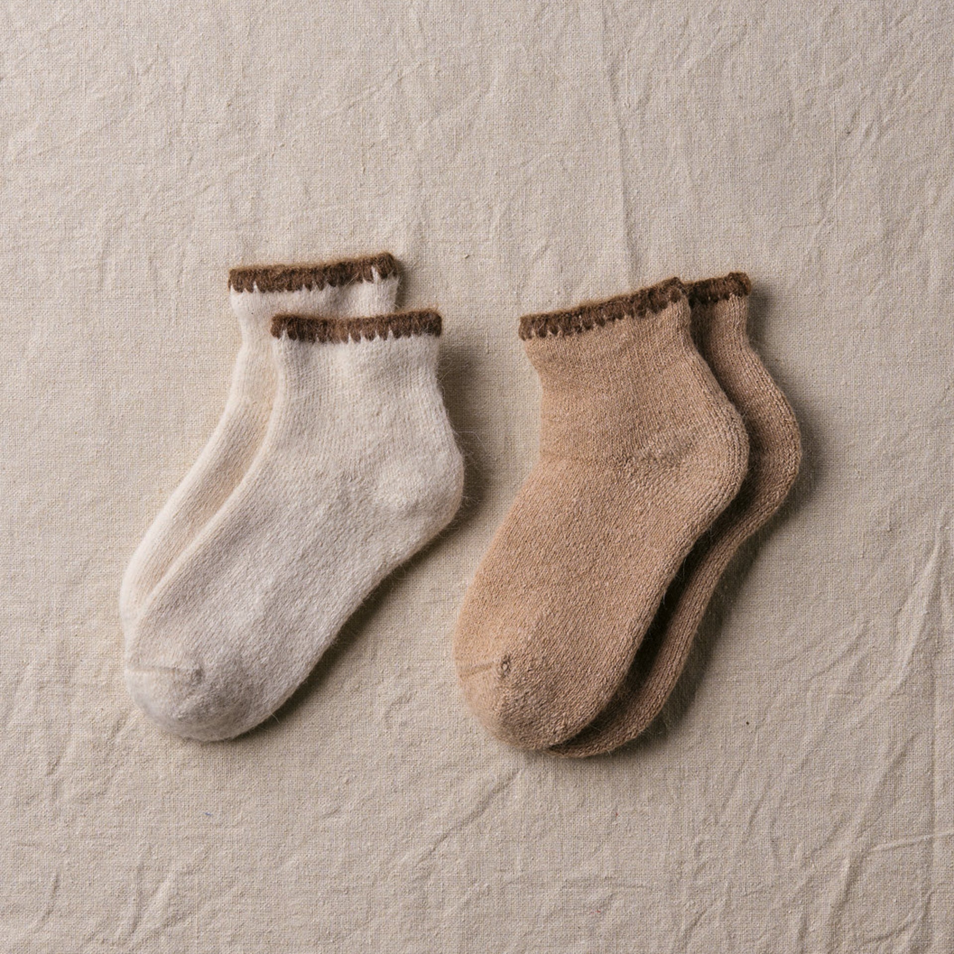 7-5011｜Alpaca Organic Cotton Garland Stitch Pile Socks