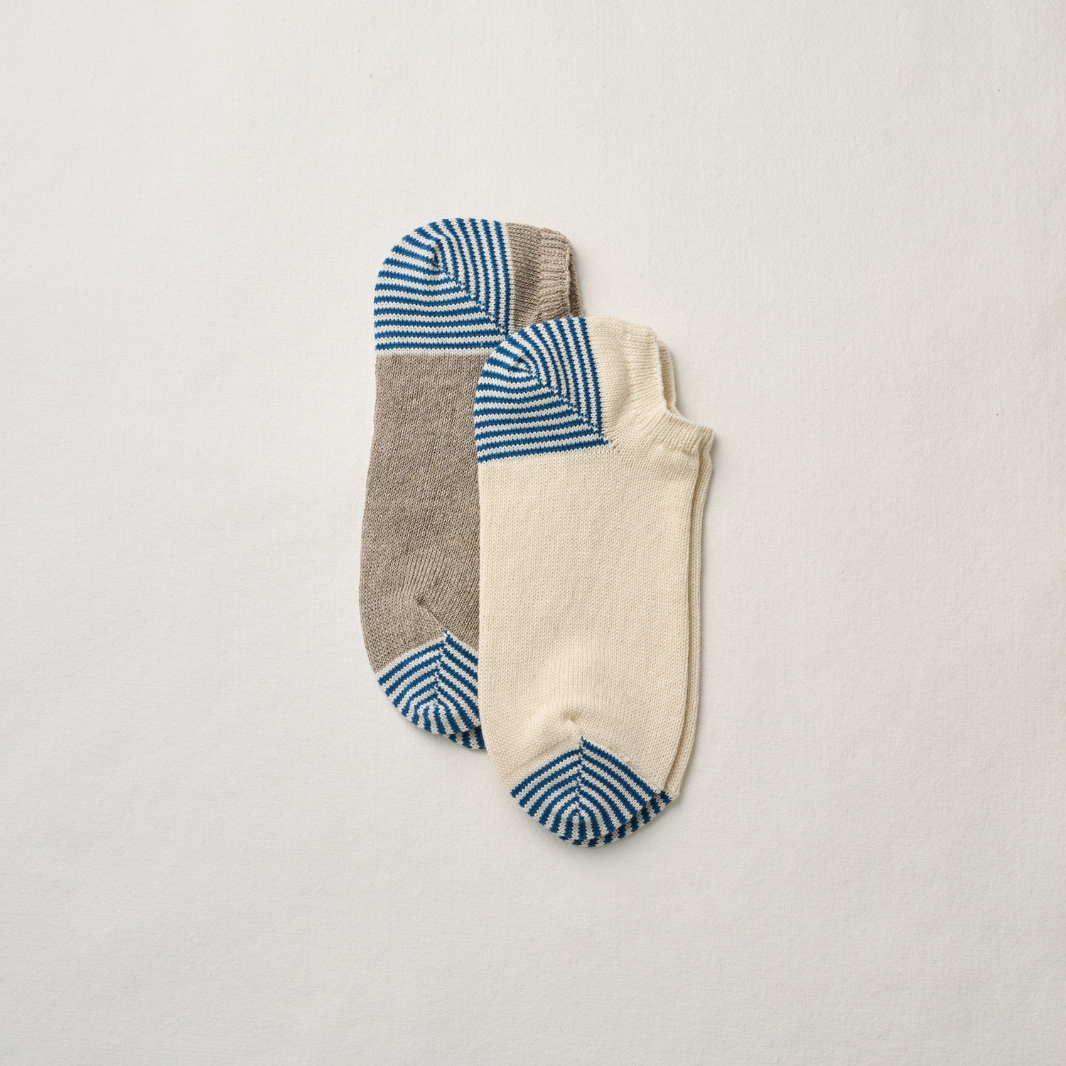 2027年3月納品｜7-5013｜Organic Cotton Linen Striped Sneaker Socks 2Pair