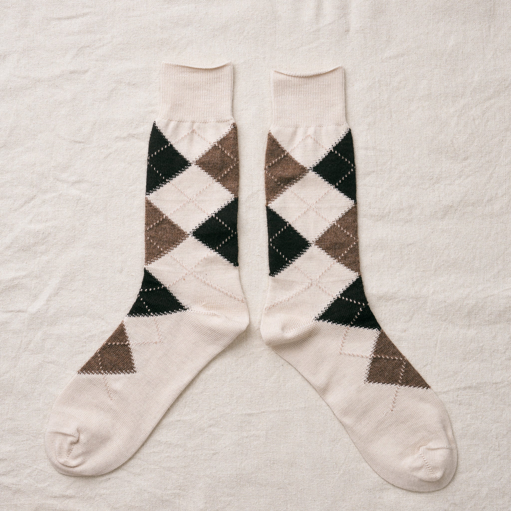 7-5016｜Organic Cotton Alpaca Yak Argyle Socks