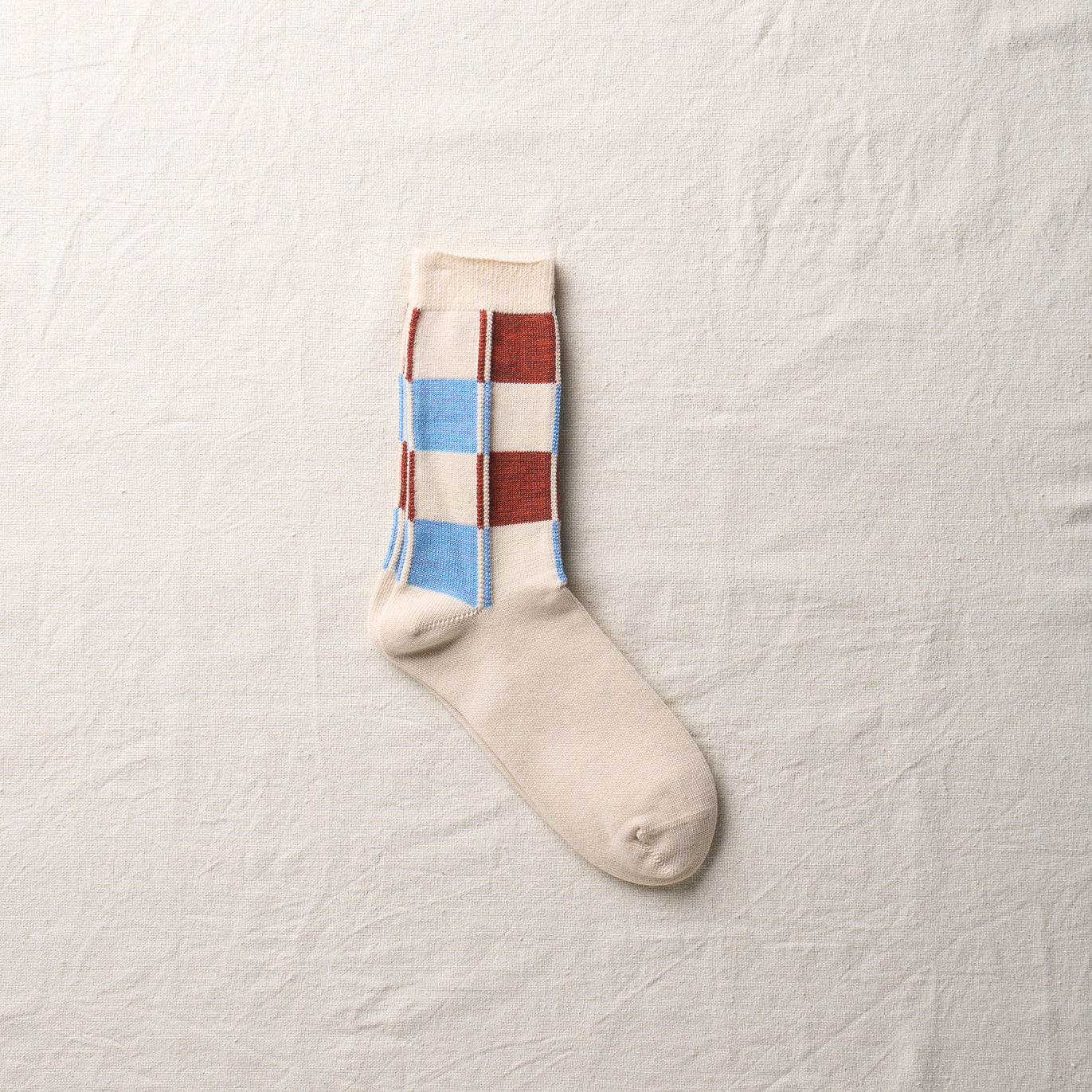 4-4009｜Organic Cotton Wool Yak Block Pattern Socks