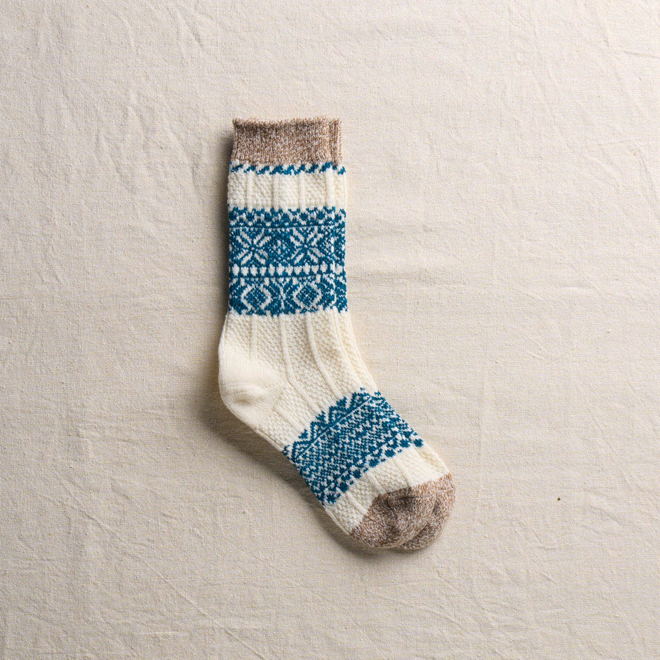 4-4011｜Wool Organic Cotton Snow Pattern Socks